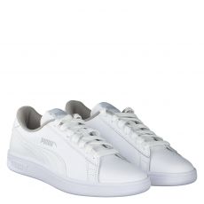  Puma, Smash Jun V2, Kunstleder-Sportschuh in weiß für Kinder