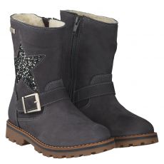 Schuhengel Nubukleder-Winterstiefel in grau für Kinder