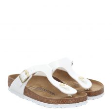  Birkenstock, Gizeh Bs Normal, Kunstleder-Pantolette in weiß für Damen