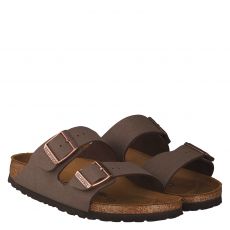  Birkenstock, Arizona Schmal, Kunstleder-Pantolette in braun für Herren