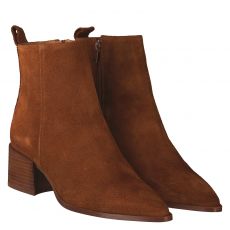  Schuhengel, Braun, kurzer Veloursleder-Stiefel in cognac für Damen