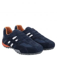  Geox, U Snake L - Scam. Mesh, sportiver Veloursleder-Slipper in blau für Herren