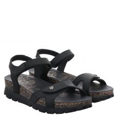  Panama Jack flache Fettleder-Sandale in schwarz für Damen