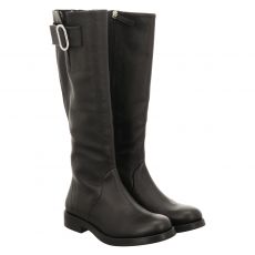  Hugo Boss, Piperflatboot-s, hoher Glattleder-Stiefel in schwarz für Damen