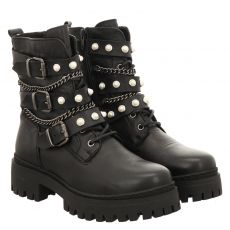  Schuhengel kurzer Glattleder-Stiefel in schwarz für Damen