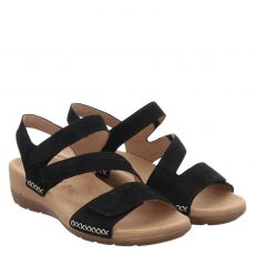  Gabor flache Veloursleder-Sandale in schwarz für Damen