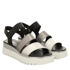  Gabor Glattleder-Sandalette in silber für Damen