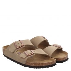  Birkenstock, Arizona Schmal, Nubukleder-Pantolette in braun für Herren