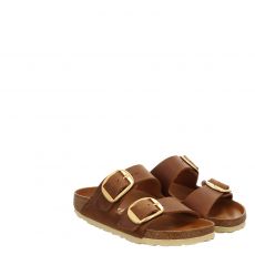  Birkenstock, Arizona Bb Schmal, Glattleder-Pantolette in braun für Damen