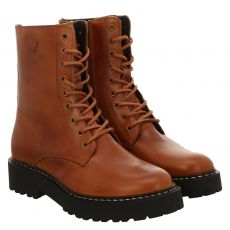  Schuhengel, Braun, kurzer Glattleder-Stiefel in cognac für Damen