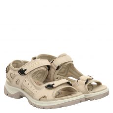  Ecco, Offroad, flache Nubukleder-Sandale in beige für Damen