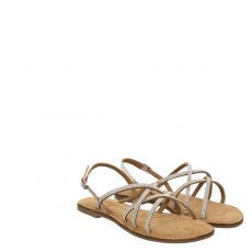  S.oliver Schuhe Glattleder-Sandalette in silber für Damen