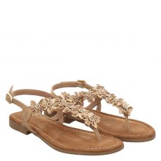  Marco Tozzi, Beige, flache Nubukleder-Sandale in braun für Damen