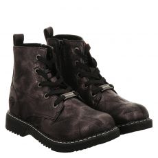  Dockers, Schwarz, Kunstleder-Winterstiefel in silber für Kinder