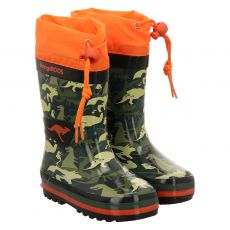  Kangaroos, Dinosaurier, Gummi (synth.)-Regenstiefel in grün für Kinder