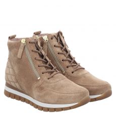 Gabor, Turin, Veloursleder-Schnürstiefel in beige für Damen