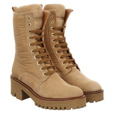  Fraipe kurzer Veloursleder-Stiefel in beige für Damen