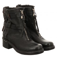 As 98 (airstep), Novasuper, kurzer Glattleder-Stiefel in schwarz für Damen