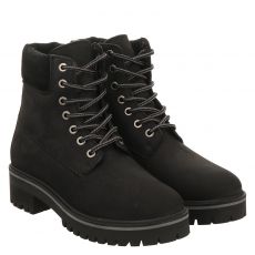  Schuhengel Nubukleder-Schnürstiefel in schwarz für Damen