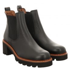  Paul Green, 0069-9775-019/chelsea-boots, kurzer Glattleder-Stiefel in schwarz für Damen