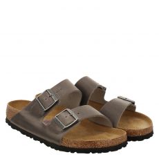  Birkenstock, Arizonanuoiledsfbiron, Fettleder-Fußbettschuh in grau für Herren