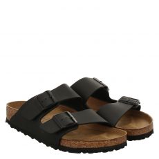  Birkenstock, Arizona Normal, Kunstleder-Hausschuh in schwarz für Herren