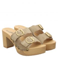  Softclox, Evi, Veloursleder-Pantolette in beige für Damen