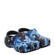  Crocs, Classic Camo Clog K, Gummi (synth.)-Pantolette in blau für Jungen