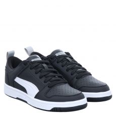  Puma, Rebound Layup Jr., Glattleder-Sneaker in schwarz für Kinder