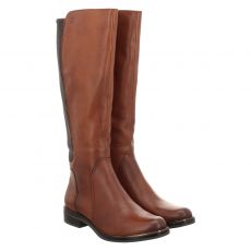  Caprice, Strech-schaft, hoher Glattleder-Stiefel in cognac für Damen