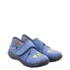 Beck, Traktor, Textil-Hausschuh in blau für Kinder