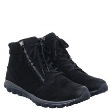  Gabor, Rolling Soft, Nubukleder-Schnürstiefel in schwarz für Damen
