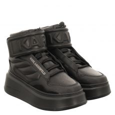  Karl Lagerfeld, Anakapripuffastraph, kurzer Glattleder-Stiefel in schwarz für Damen