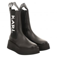  Karl Lagerfeld, Zephyrmidigoreboot, kurzer Glattleder-Stiefel in schwarz für Damen