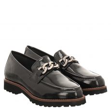  Sioux, Meredith 734 H, klassischer Knautschlack-Slipper in schwarz für Damen