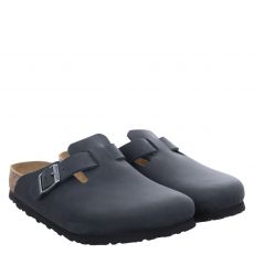  Birkenstock, Bostonnormal, Fettleder-Hausschuh in schwarz für Herren