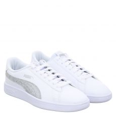  Puma, Smash V2 Metallics Jr, Kunstleder-Sneaker in weiß für Kinder