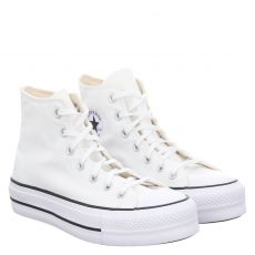  Converse, Ctas Hi Platform, Leinen-Sneaker in weiß für Damen