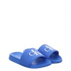  Calvin Klein Jeans, Pools Slide, Kunstleder-Pantolette in blau für Jungen