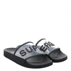  Superga, Slides Clear Identity, Textil-Pantolette in schwarz für Damen