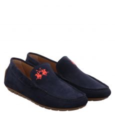  La Martina sportiver Veloursleder-Slipper in blau für Herren