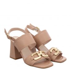  Schuhengel, Beige, Glattleder-Sandalette in braun für Damen