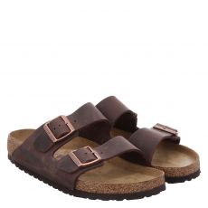  Birkenstock, Arizonasfbleo Normal, Fettleder-Pantolette in braun für Herren