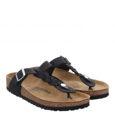  Birkenstock, Gizehbraided Normal, Glattleder-Slides & Zehentrenner in schwarz für Damen