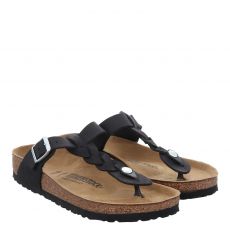  Birkenstock, Gizehbraided Normal, Glattleder-Pantolette in schwarz für Damen