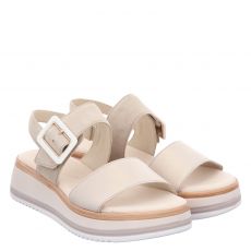  Gabor, Rhodos, flache Veloursleder-Sandale in beige für Damen