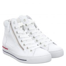  Paul Green, 0073-4024-243/hightop-sneaker, Glattleder-Schnürstiefel in weiß für Damen