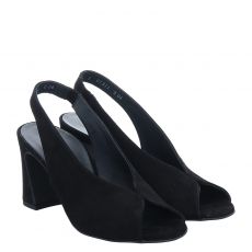  Paul Green, 0073-6038-043/sandalette, Veloursleder-Sandalette in schwarz für Damen