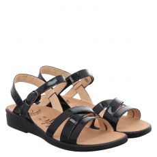  Ganter, Sonnica, flache Lackleder-Sandale in schwarz für Damen