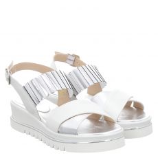  Luca Grossi, Trespe, flache Glattleder-Sandale in silber für Damen